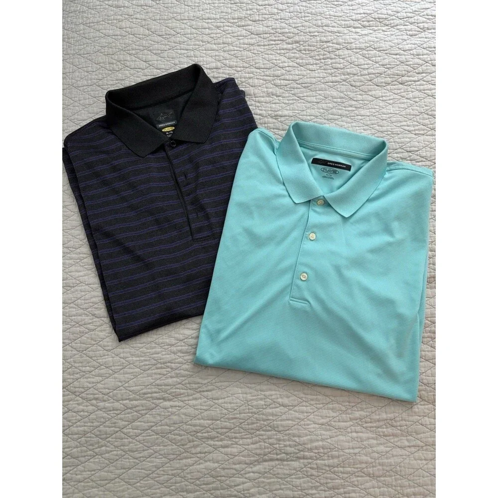 Pair of Greg Norman PLAY DRY Men's XL Short Sleeve Golf Polo Shirt Lot